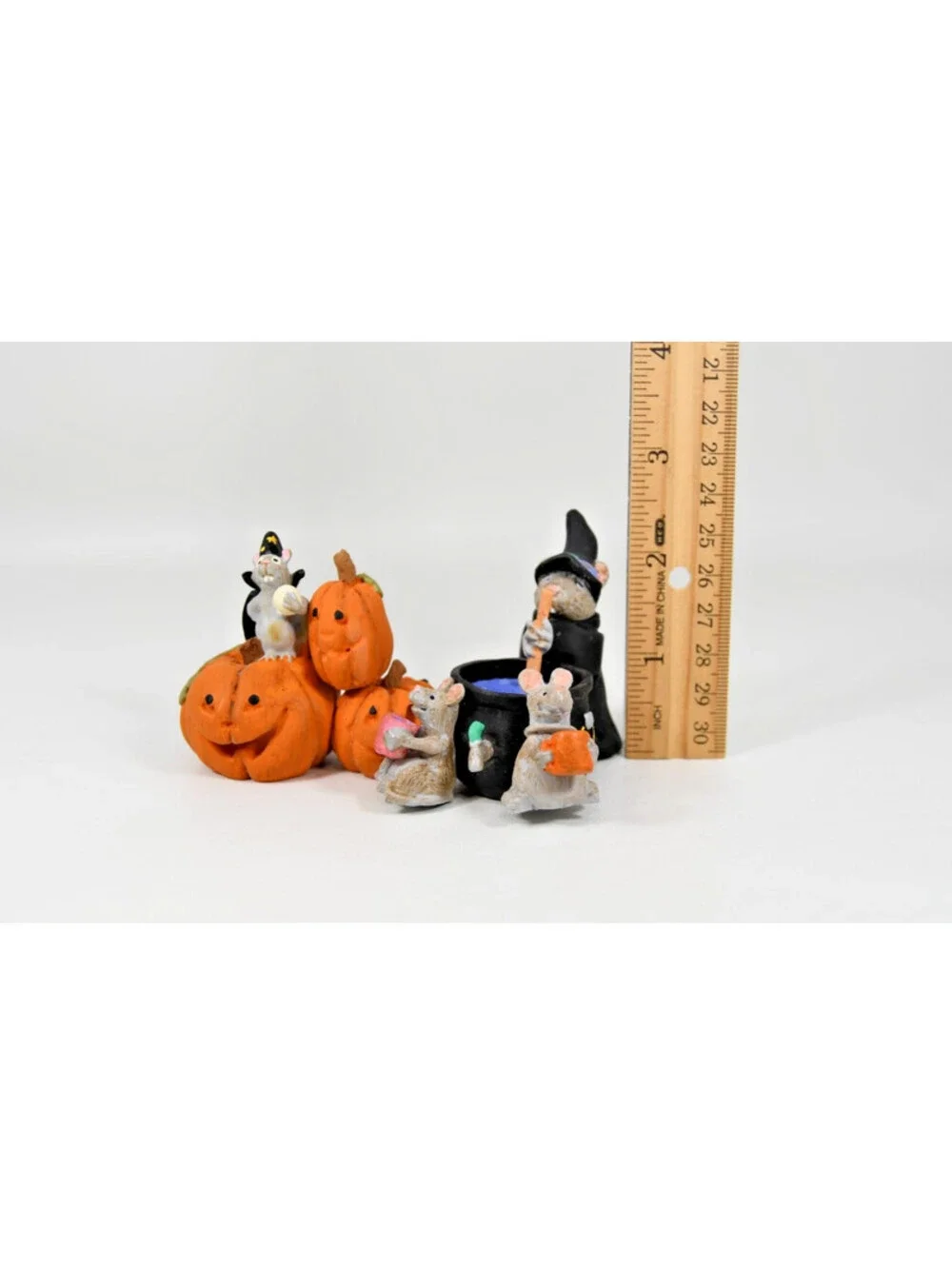 Halloween Witch Wizard Rat Enesco Mouse House Miniature Figures Vintage 1980s